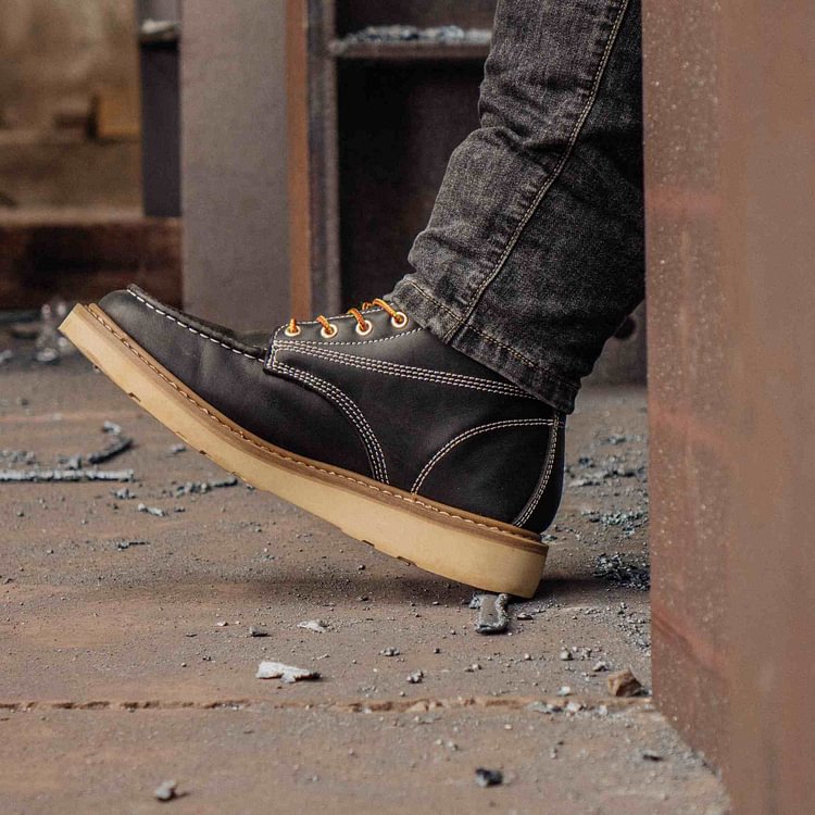 Sureway Men's 6-inch Moc Toe Work Boots 603-Black