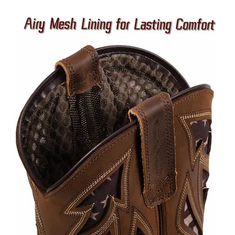 SUREWAY Square Toe Cowboy Work Boots  for men
