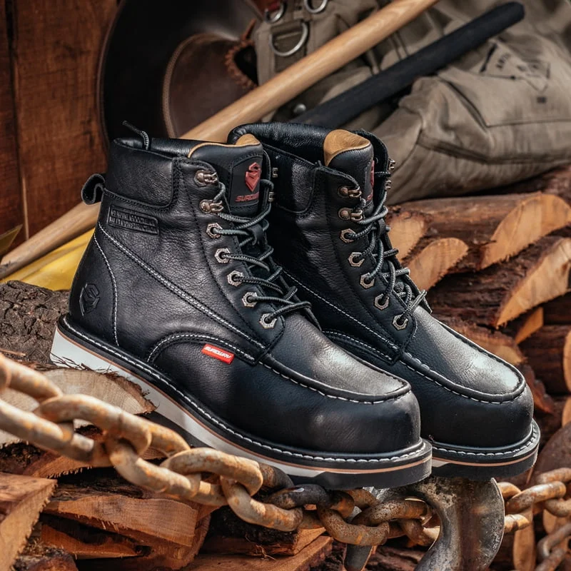 Sureway 6-inch Men's Heavy Duty Steel Toe Black Work Boots