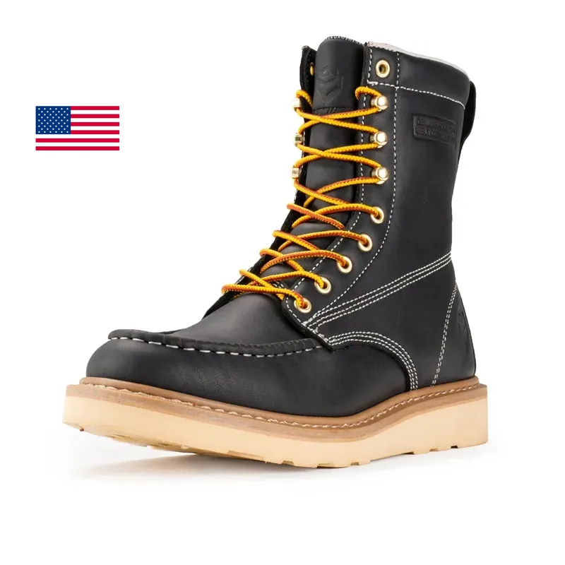 Black boots Soft Toe shoes for men