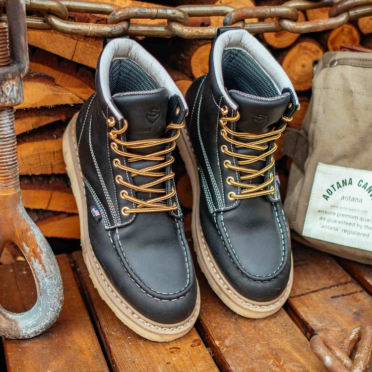 Sureway Men's 6-inch Moc Toe Work Boots 603-Black