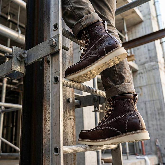 SUREWAY 6” Wedge Moc Toe Work Boots for Men