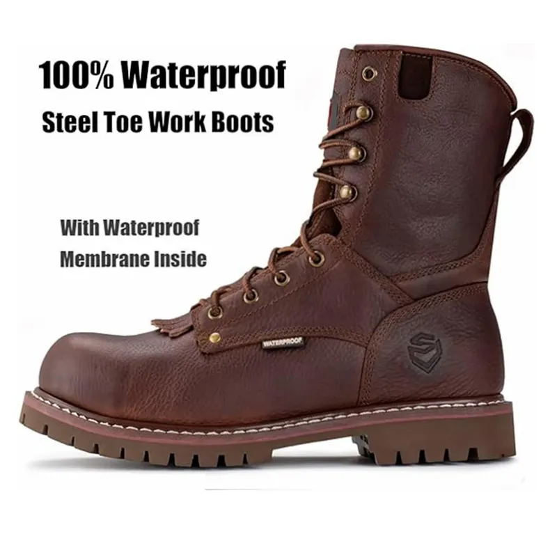 Sureway Men's 8-inch Steel Toe Waterproof Logger Boots 1020