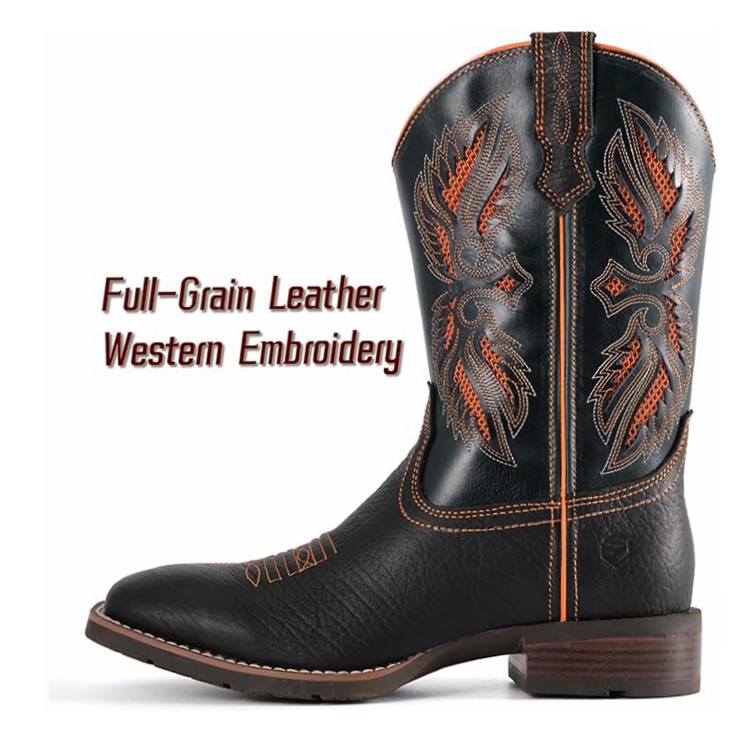 SUREWAY  Casual Western Boots Square Toe Cowboy Boots for men