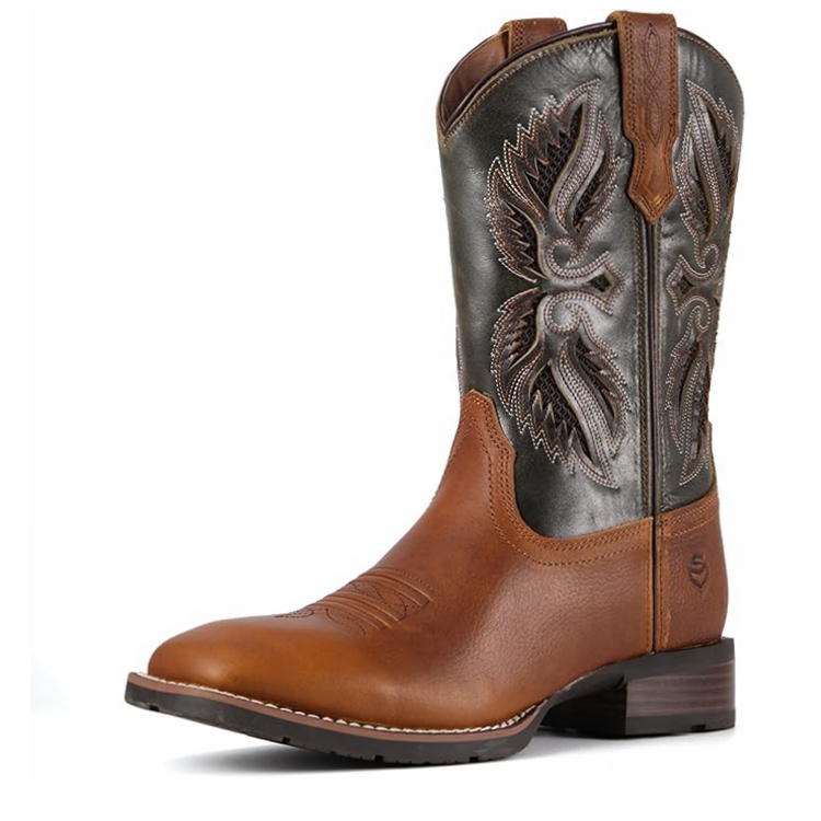 SUREWAY  Casual Western Boots Square Toe Cowboy Boots for men