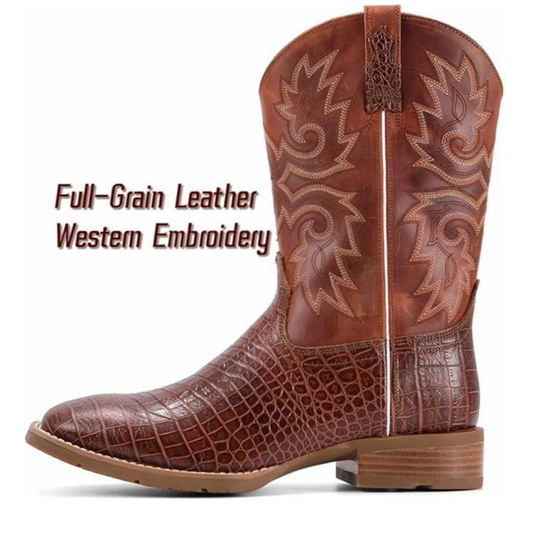 Sureway Men's Western Cowboy Boots Square Toe work boots 