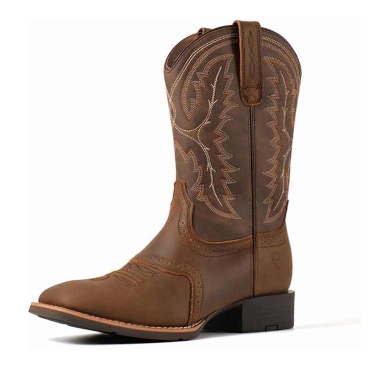 Sureway Men's Western Boots-Soft Toe Square Toe Cowboy Work Boots for Men