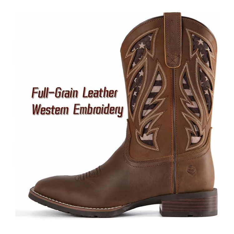 SUREWAY Square Toe Cowboy Work Boots  for men