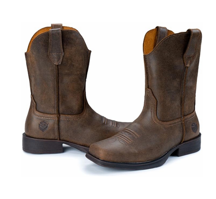 Sureway Mens Western Square Toe Cowboy Boots for Men