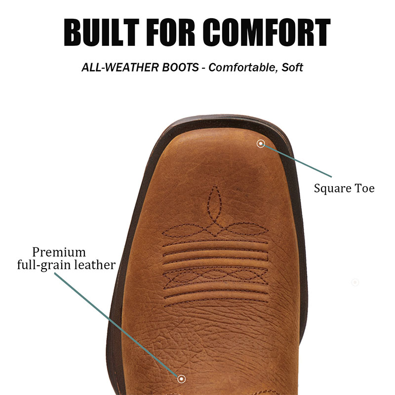 Sureway Men's Western Boots-Soft Toe,Square Toe Cowboy Work Boots for Men