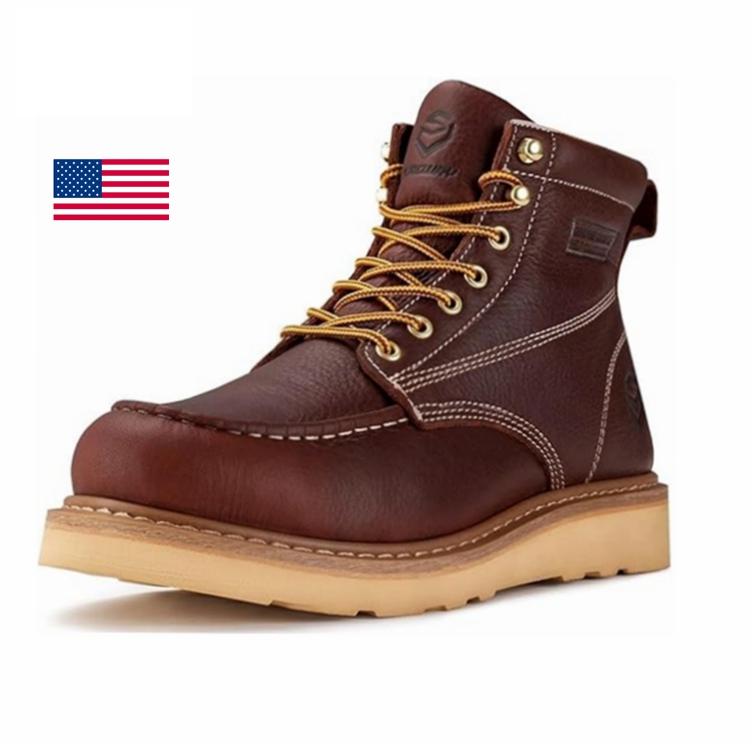 SUREWAY 6” Wedge Moc Toe Work Boots for Men