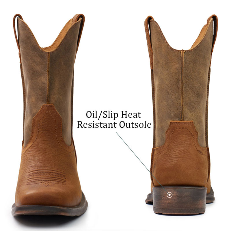 Sureway Men's Western Boots-Soft Toe,Square Toe Cowboy Work Boots for Men