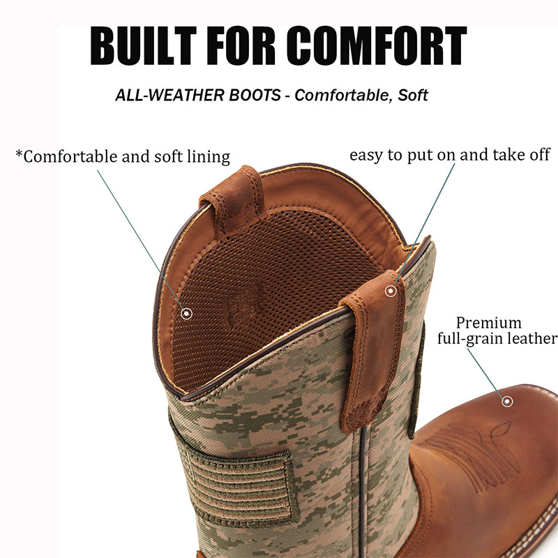  SUREWAY Casual Western Boots Soft Toe Square Toe Cowboy Work Boots for Men