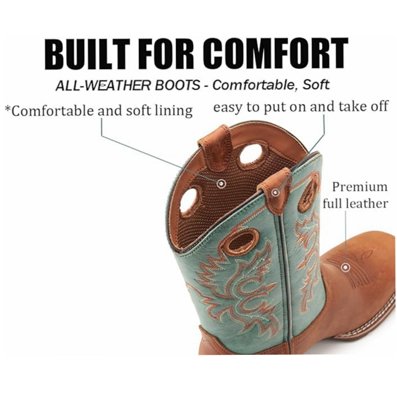 SUREWAY Mens Western Chelsea Cowboy Boots For Men Square Toe,All