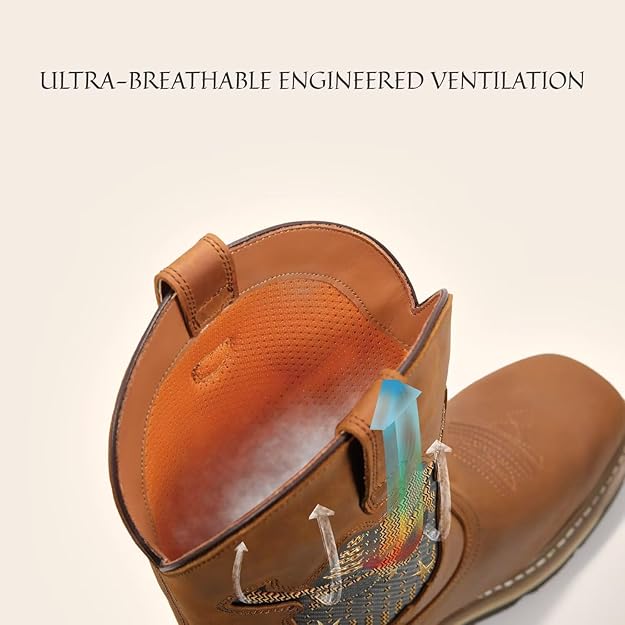 Sureway Men's 10-inch Pull On Leather Western Boots