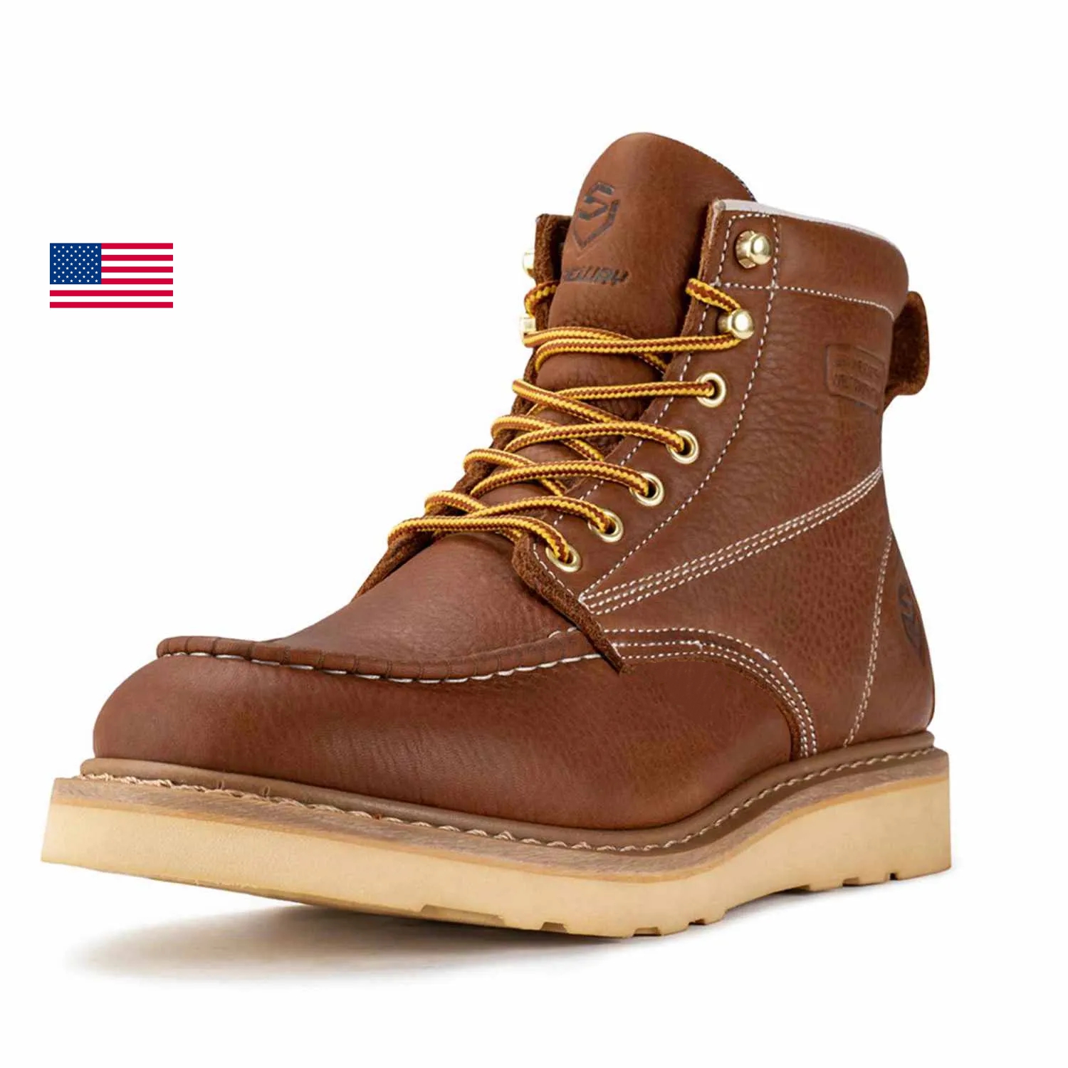 ☆セール中☆BOOTWA men's soft toe work boots | safety Work shoes Brown-Sureway