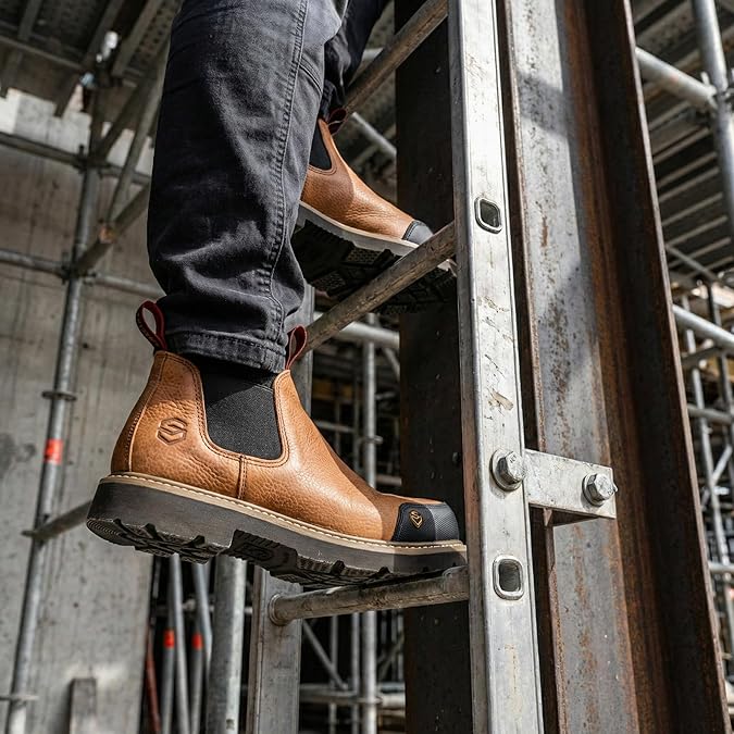 men's pull on work boots Men's Slip On Work Boots 607-Sureway