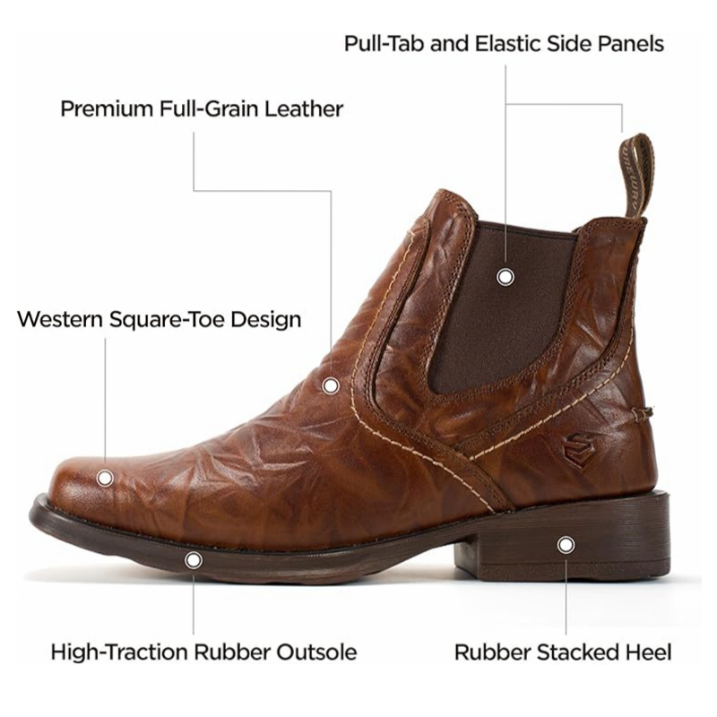 Sureway Men's Imported Leather Slip On Casual Chelsea Boots 608