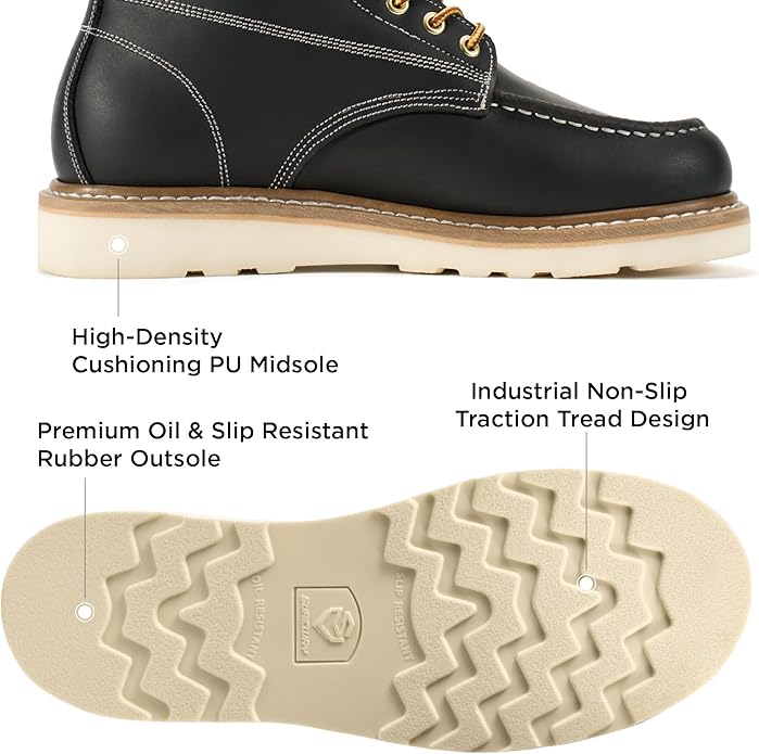 Sureway Men's 6-inch Moc Toe Work Boots 603-Black