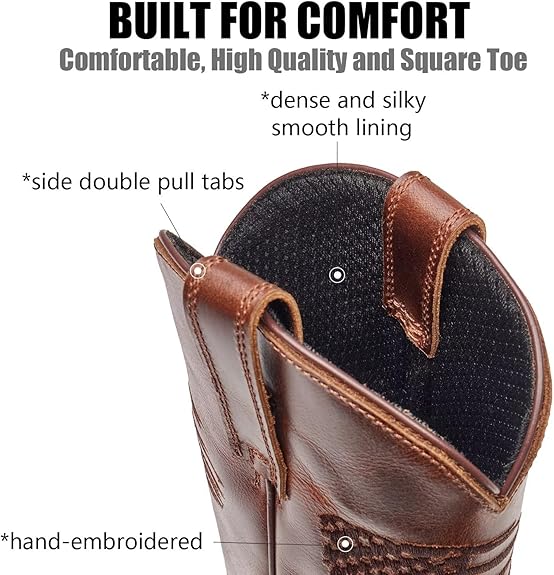 Sureway Men's Western Boots-Soft Toe,Square Toe Cowboy Work Boots for Men
