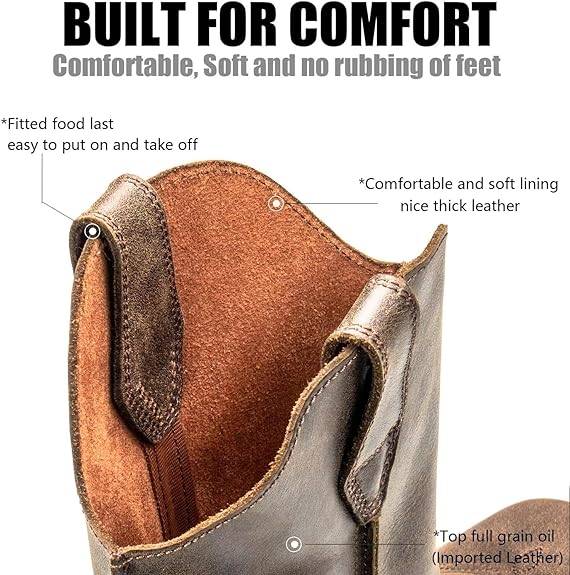 Sureway Mens Western Square Toe Cowboy Boots for Men