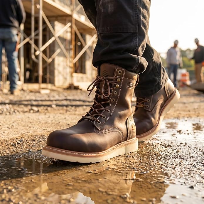 8 inch  steel toe work boots for men