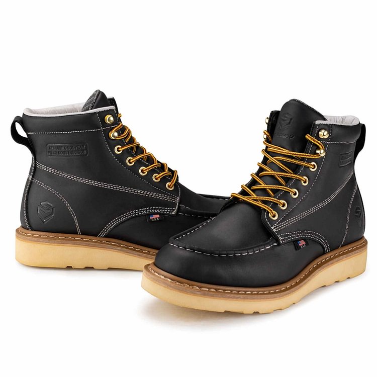 Sureway Men's 6-inch Moc Toe Work Boots 603-Black