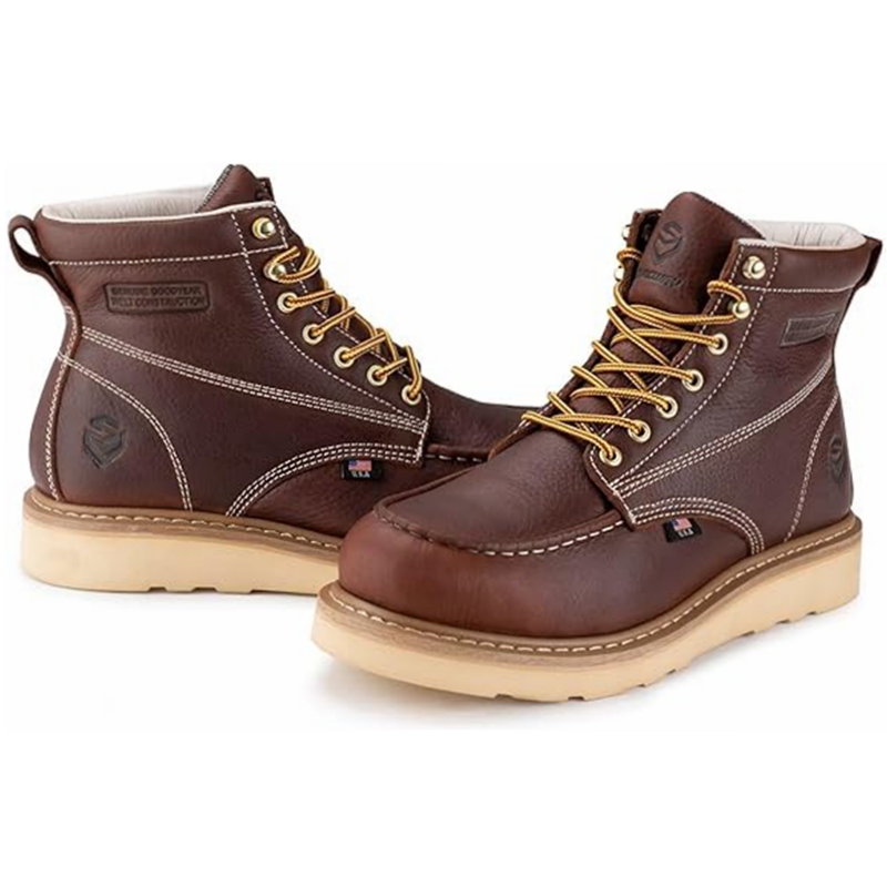 SUREWAY 6” Wedge Moc Toe Work Boots for Men