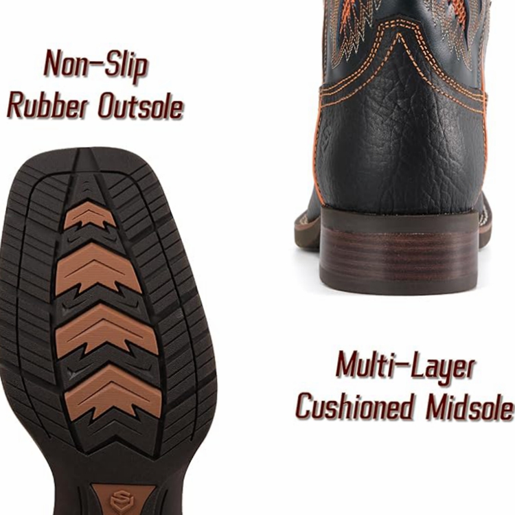 SUREWAY  Casual Western Boots Square Toe Cowboy Boots for men