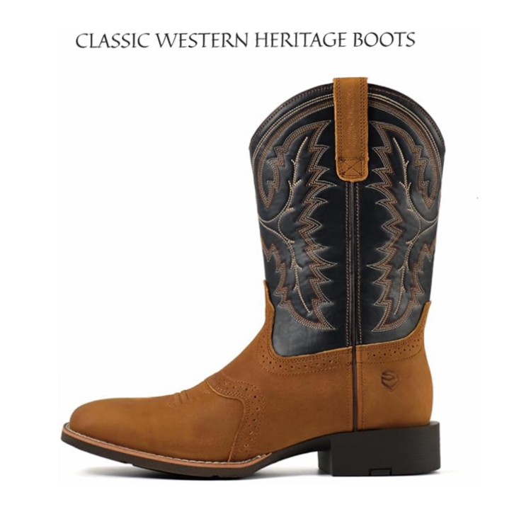 Sureway Men's Western Boots-Soft Toe Square Toe Cowboy Work Boots for Men