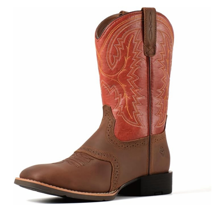 Sureway Men's Western Boots-Soft Toe Square Toe Cowboy Work Boots for Men