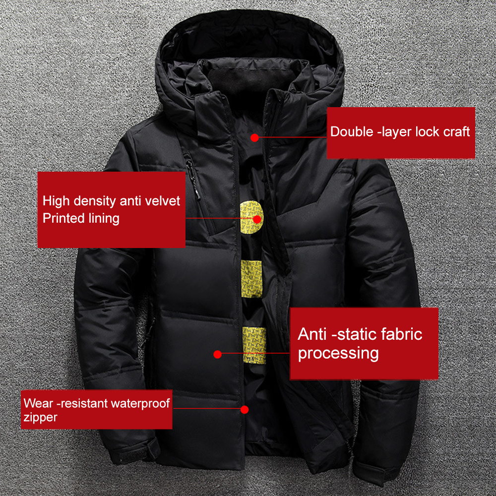 Figcoco Men's short hooded thermal down jacket