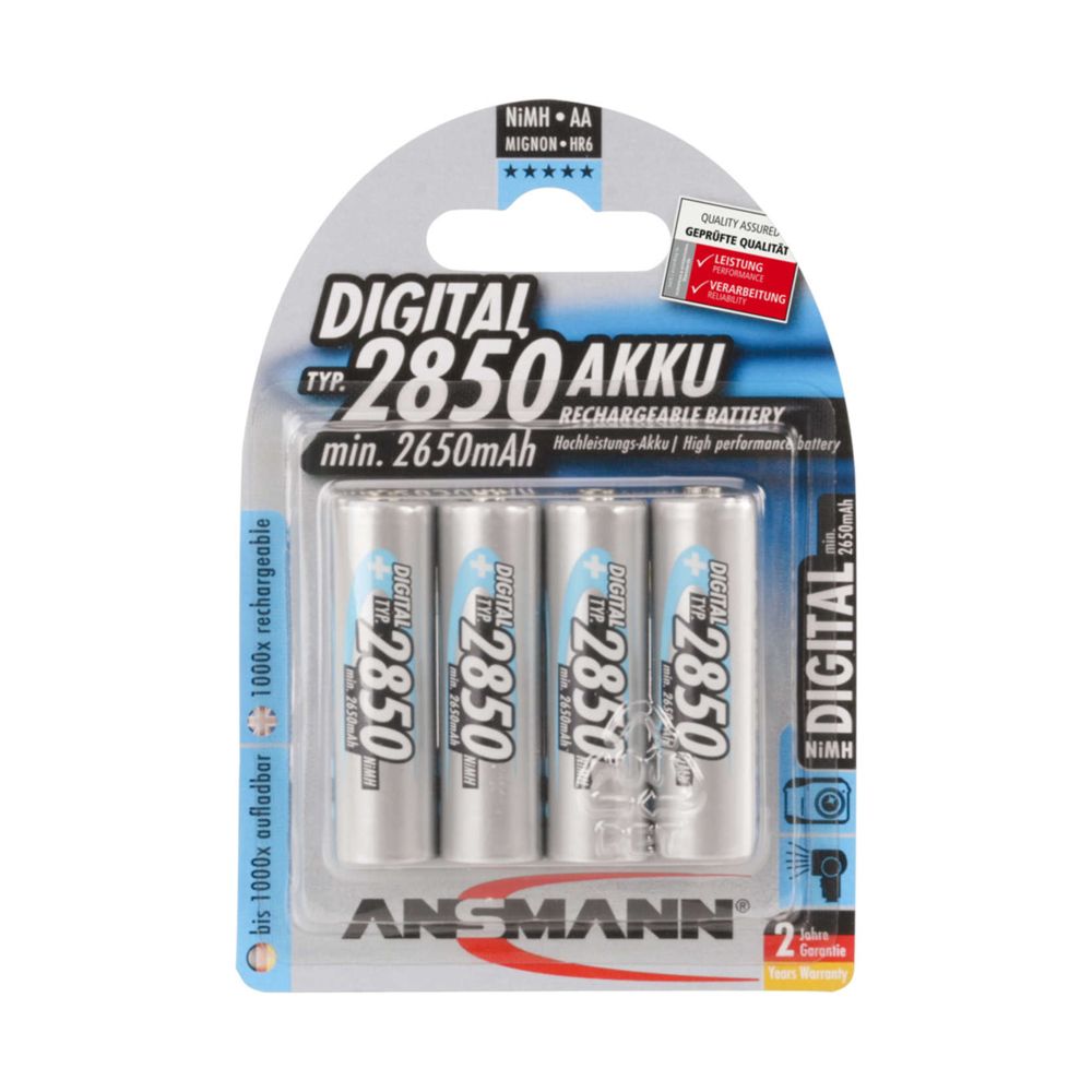 Ansmann 2850mAh AA NiMh Rechargeable Batteries (4 Pack)