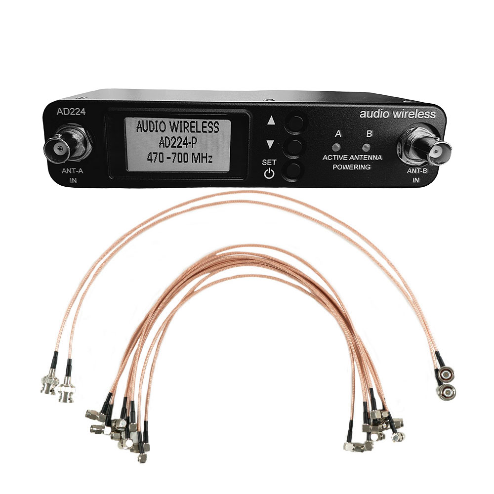 Audio Wireless AD224-P 4-WAY Diversity Antenna Distribution System with FREE Cable Kit