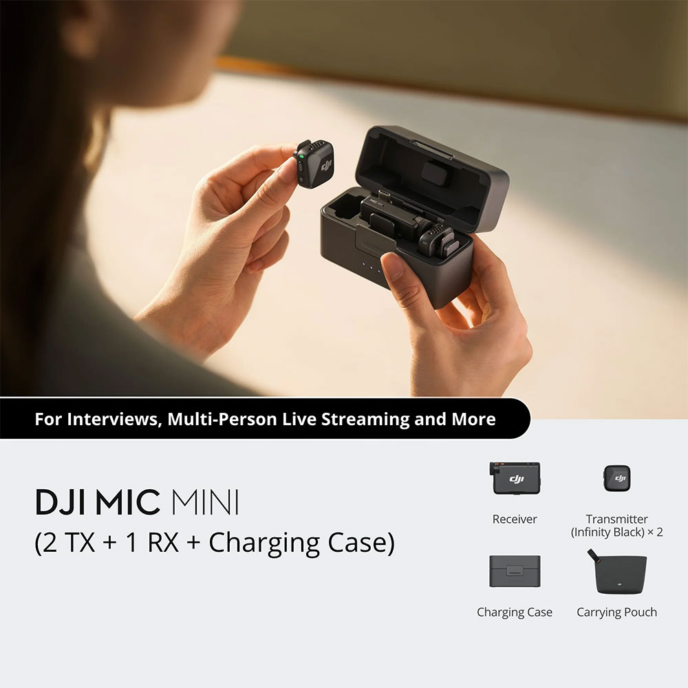 DJI Mic Mini Kit - 1 Transmitter, 2 Receivers + Charging Case