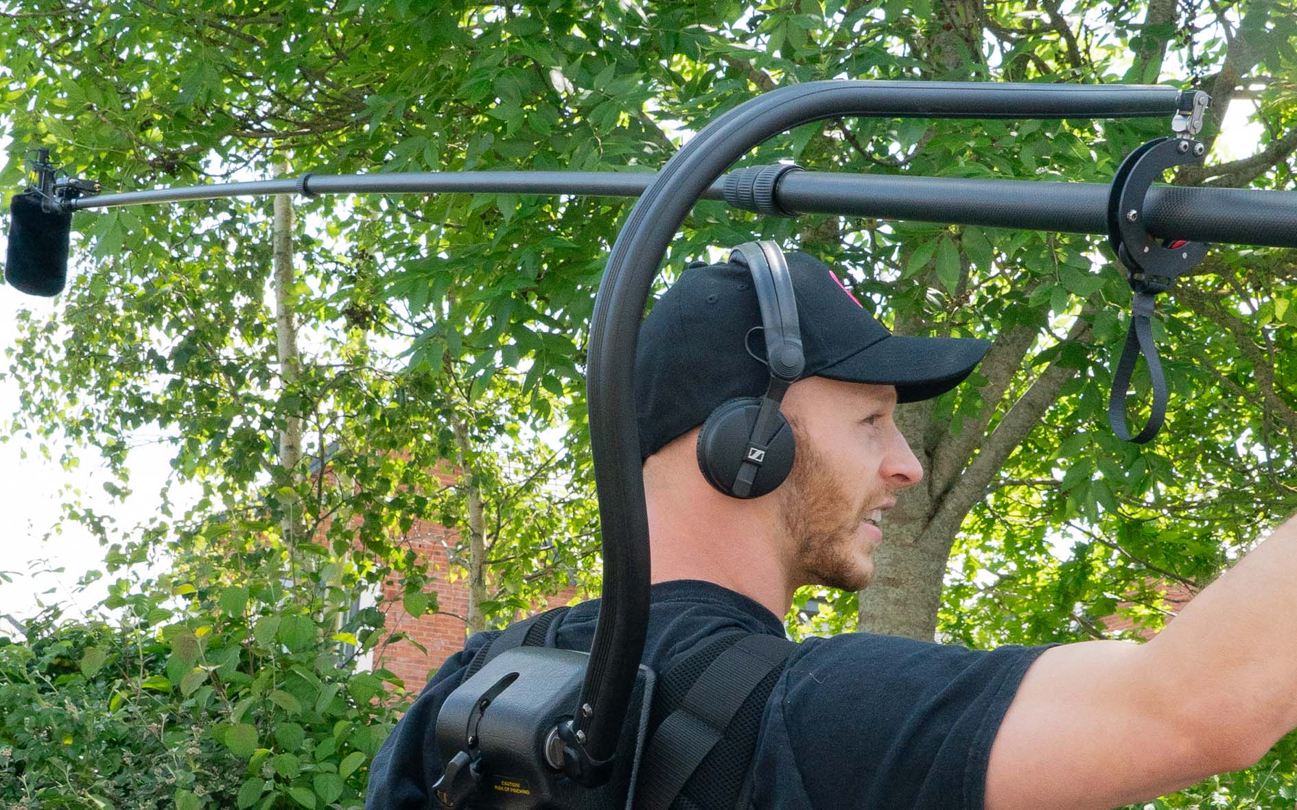 Experimenting with the weight range of a boom pole using the Easyrig Boom Rig