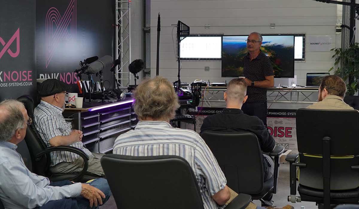 Paul Isaac speaking at the Pinknoise x Sound Devices event