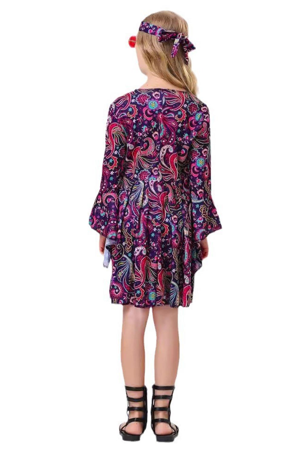 70S Hip Hop Kids Girls 2 Piece Purple Set Outfits Halloween Party Suit