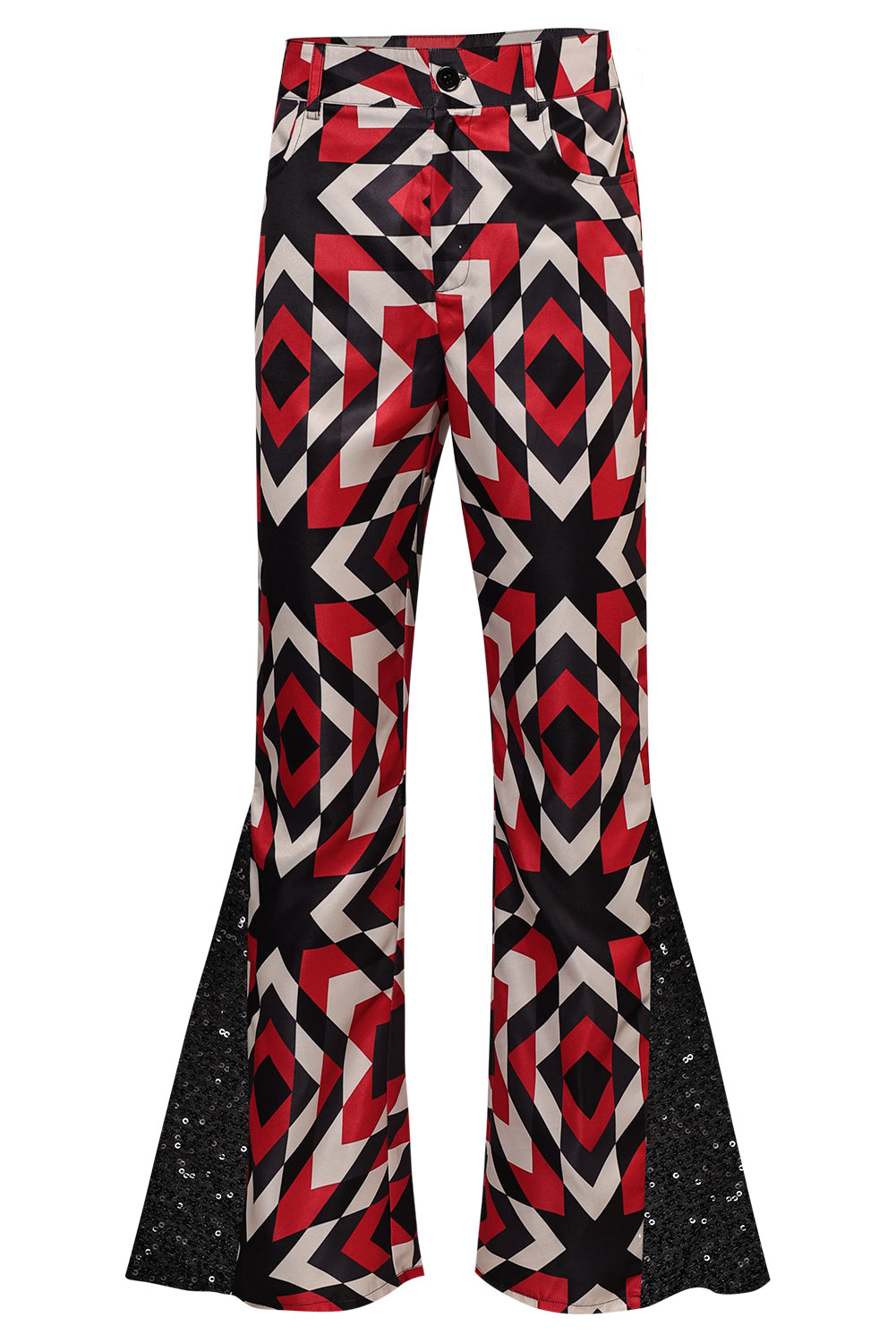 70S Men Disco Printed Sequin Flared Pants Outfits Halloween Party Suit