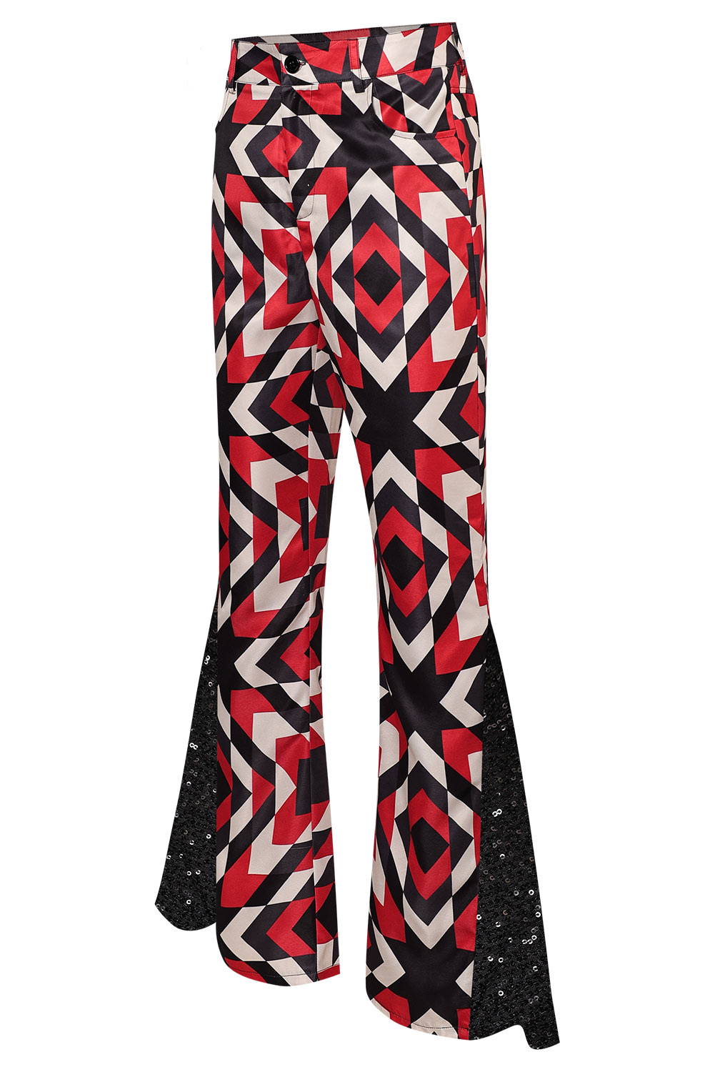 70S Men Disco Printed Sequin Flared Pants Outfits Halloween Party Suit