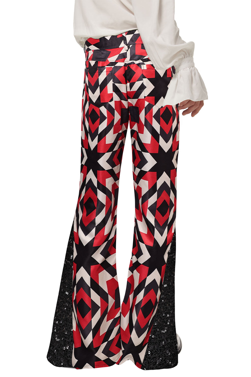 70S Men Disco Printed Sequin Flared Pants Outfits Halloween Party Suit