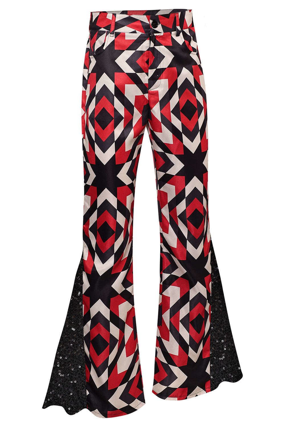 70S Men Disco Printed Sequin Flared Pants Outfits Halloween Party Suit