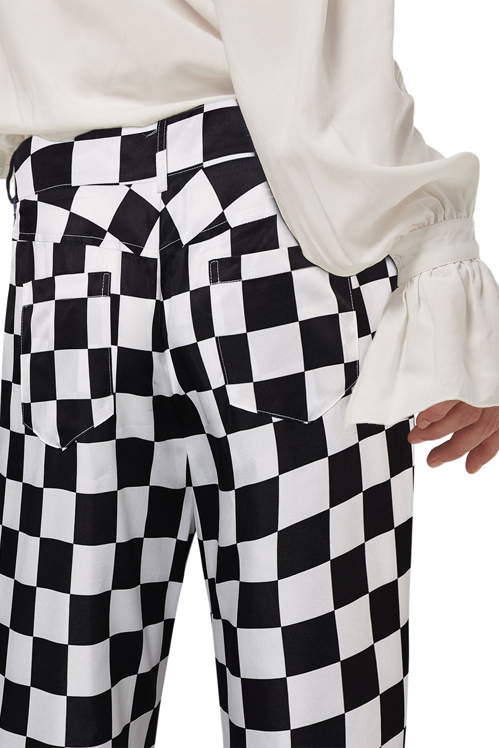 70S Men's Checkerboard Sequin Flared Pants For Disco Halloween Party