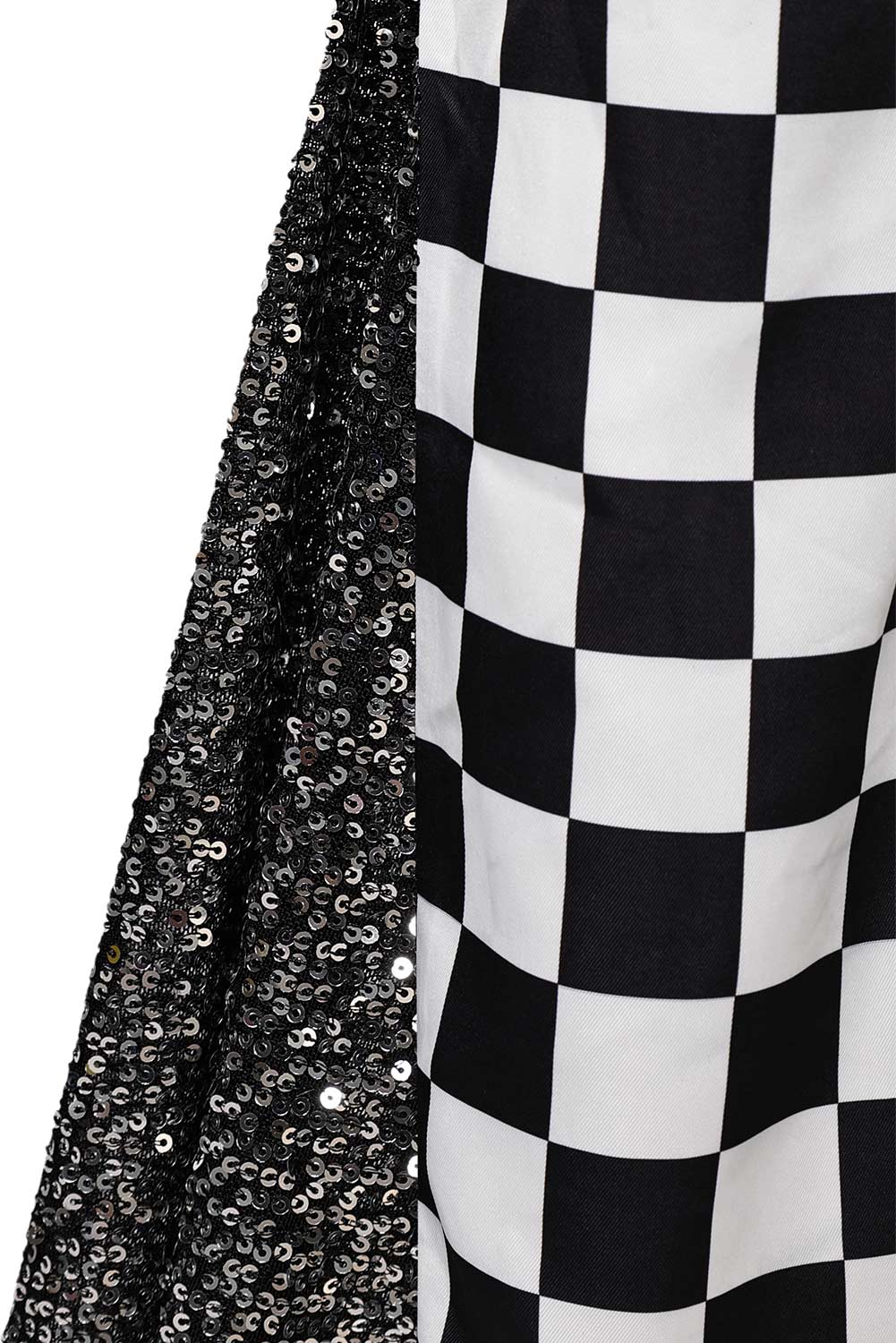 70S Men's Checkerboard Sequin Flared Pants For Disco Halloween Party