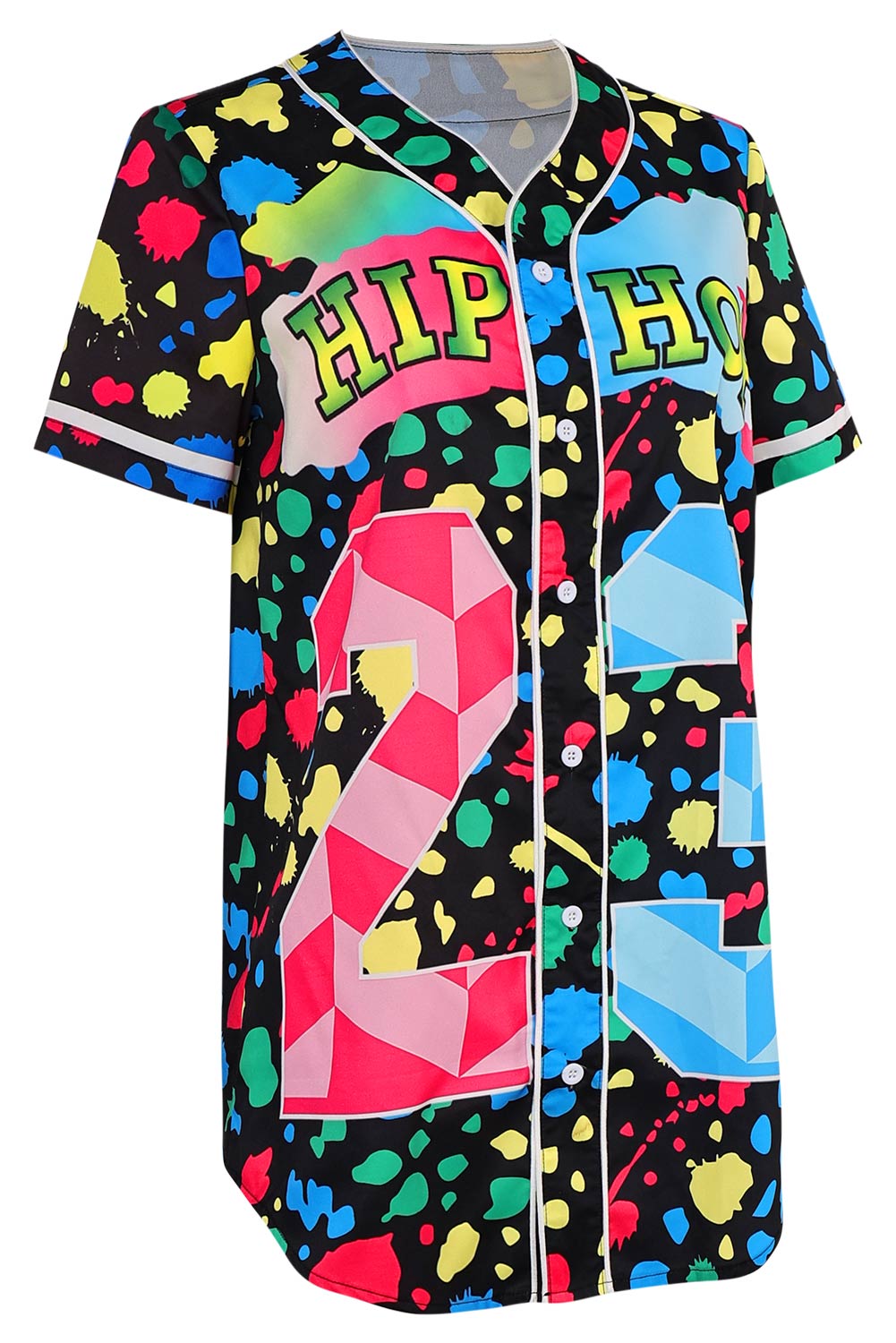 80S Hip Hop Women Baseball Shirt 7-Piece Set Halloween Party Costume