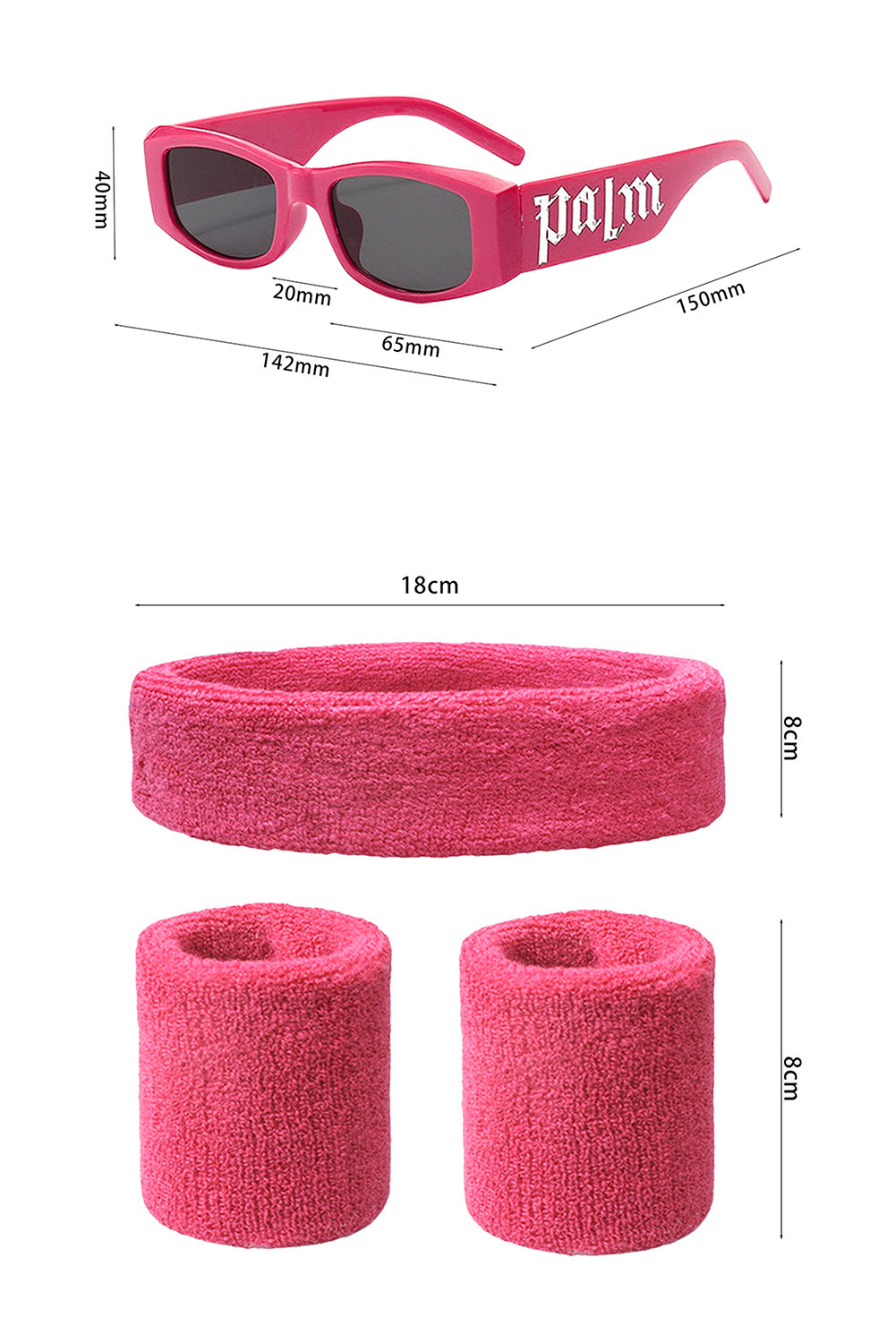 80s Retro Rose Red Sportswear 5 Piece Set Outfits Halloween Party Suit