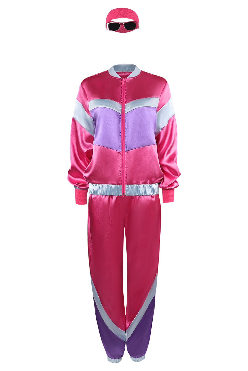 80s Retro Rose Red Sportswear 5 Piece Set Outfits Halloween Party Suit