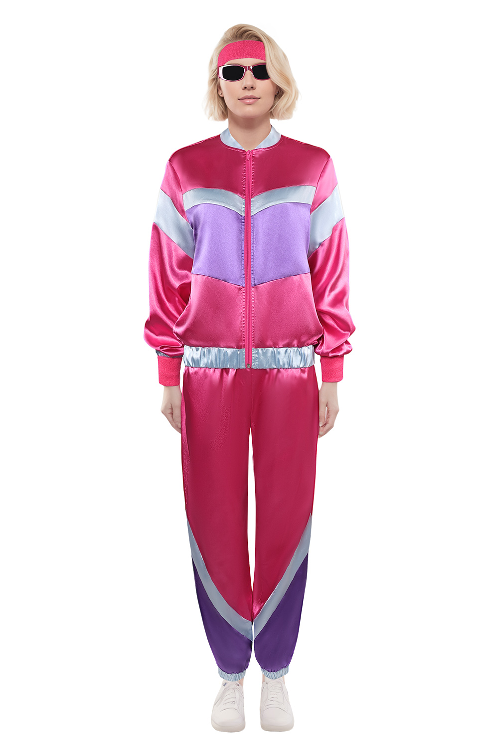 80s Retro Rose Red Sportswear 5 Piece Set Outfits Halloween Party Suit