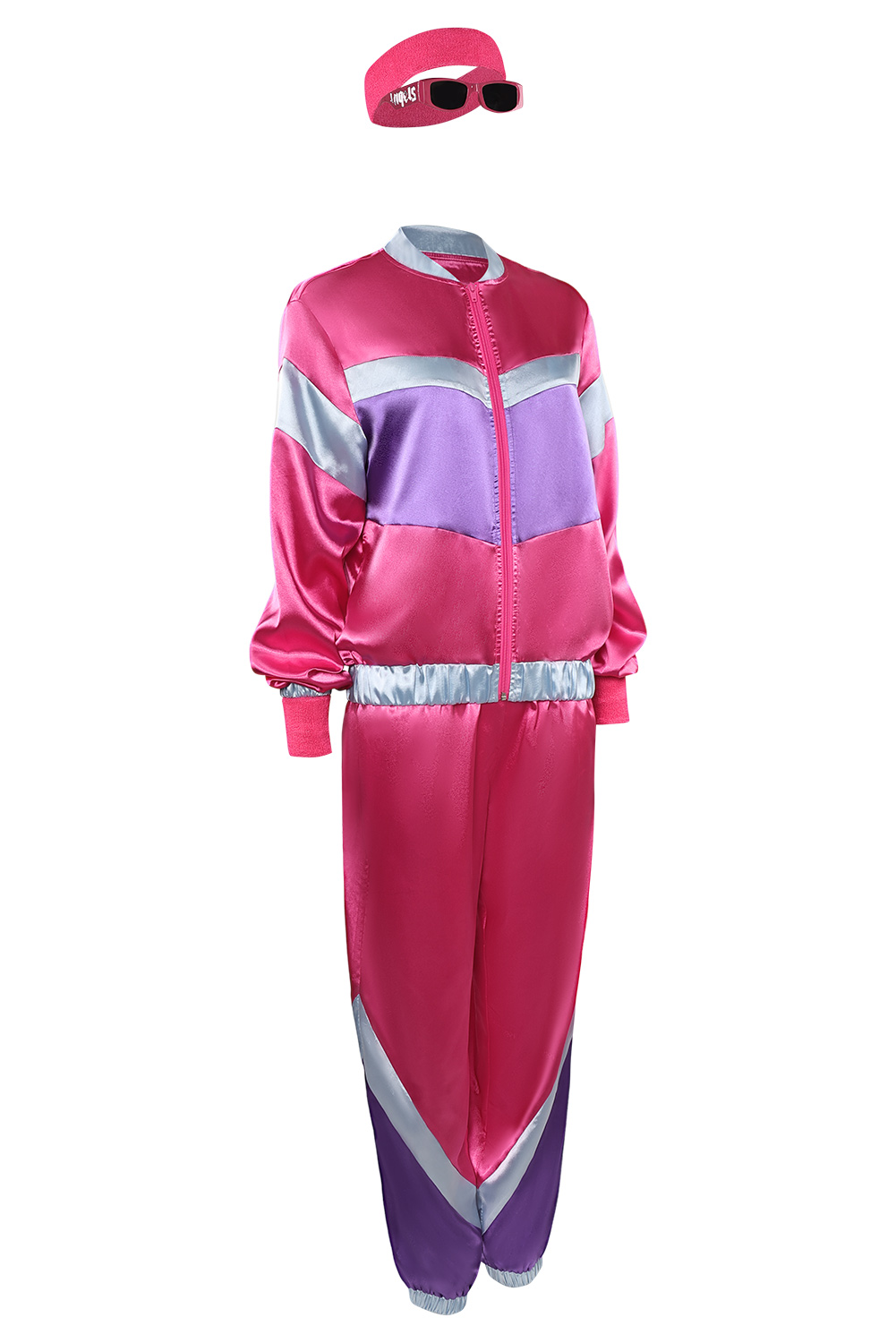 80s Retro Rose Red Sportswear 5 Piece Set Outfits Halloween Party Suit