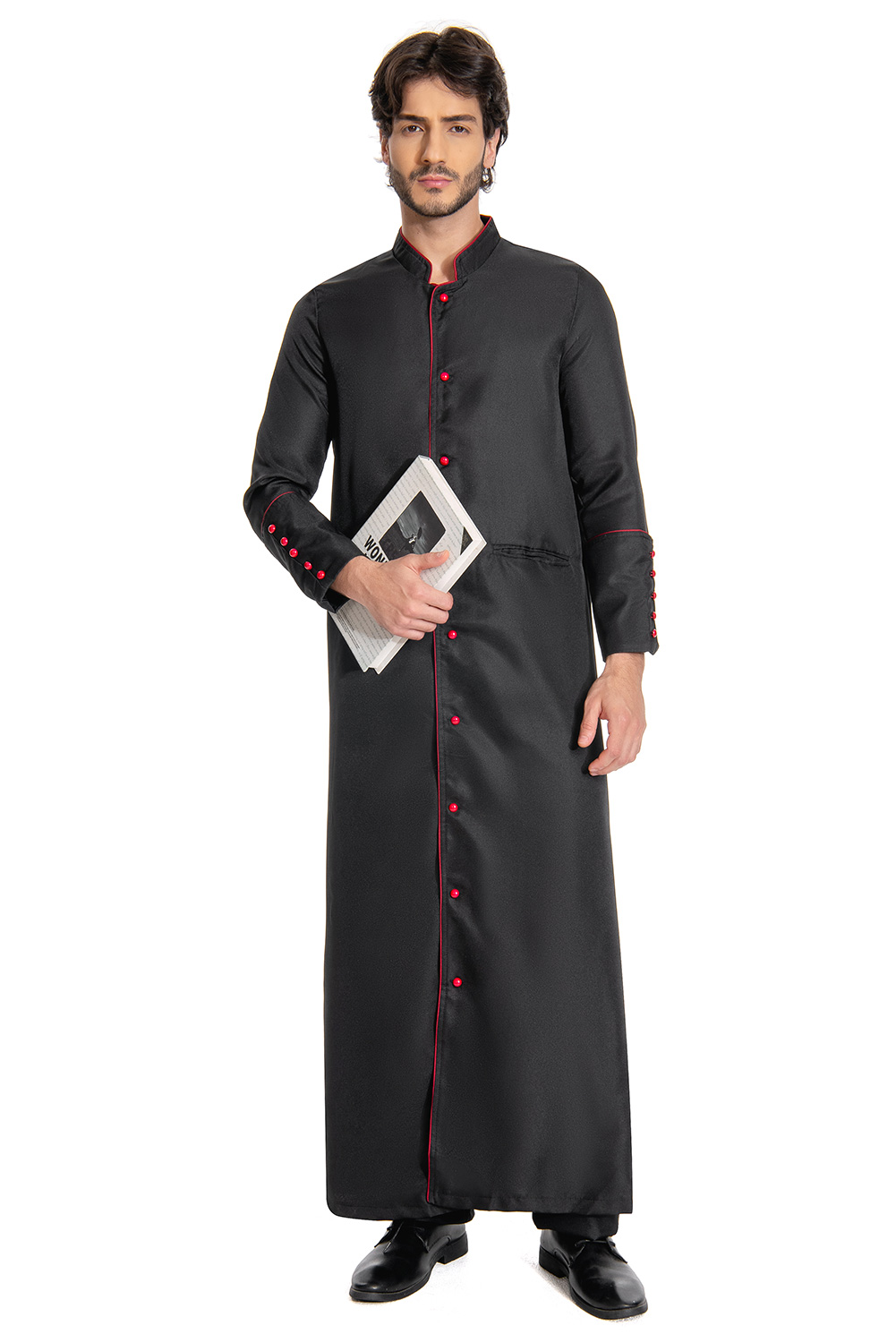Medieval Christian Friar Priest Halloween Black Long Coat